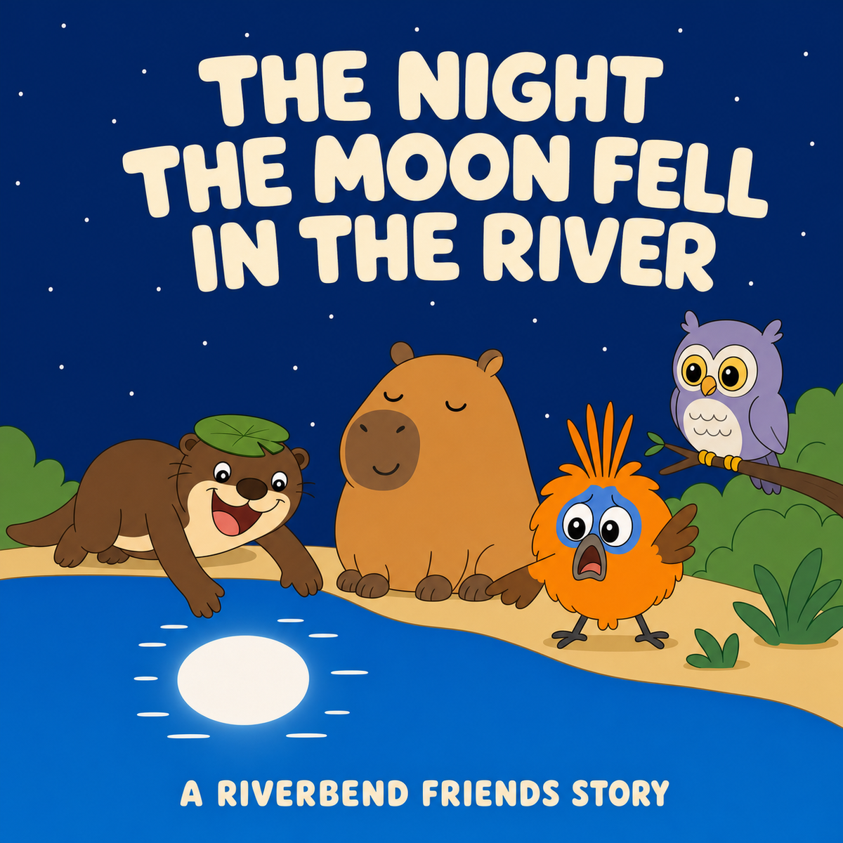 The Night the Moon Fell in the River — A Riverbend Friends Story, cover key art