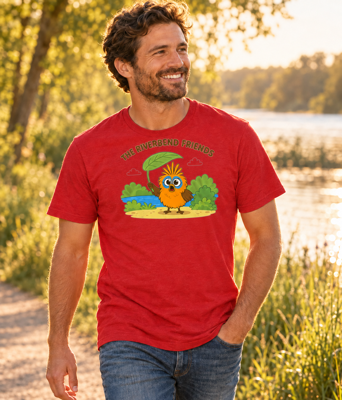 Riverbend Friends Pip Full Scene lifestyle photo, adult tee