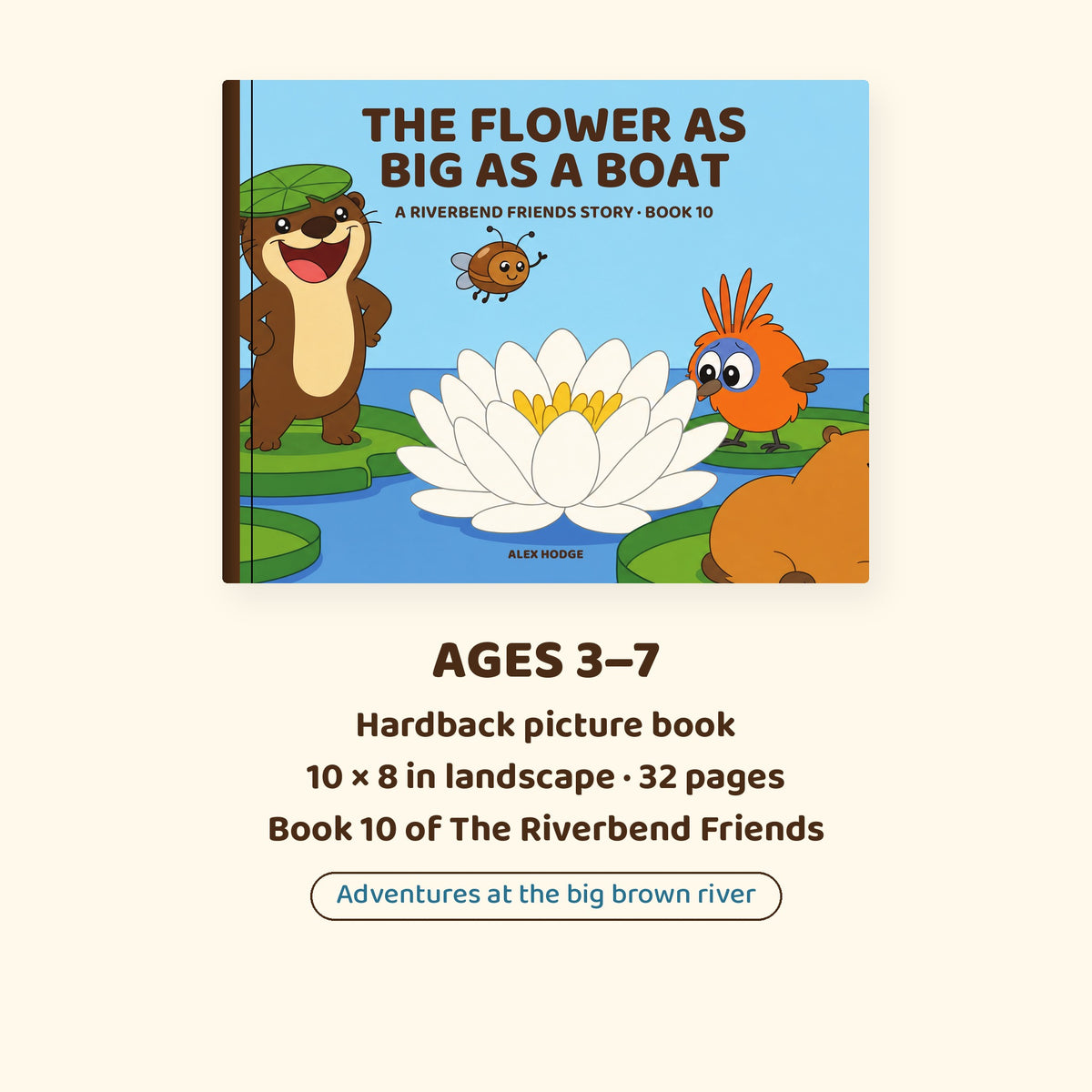 Ages 3–7 hardback picture book, 10 × 8 in landscape, 32 pages